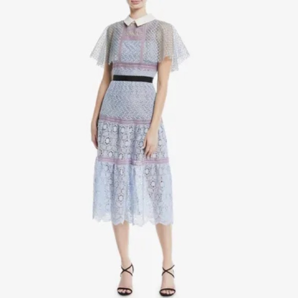 Elegant Lace Dress in Blue and purple
